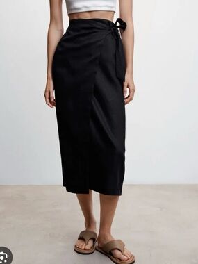 Mango linen wrap skirt